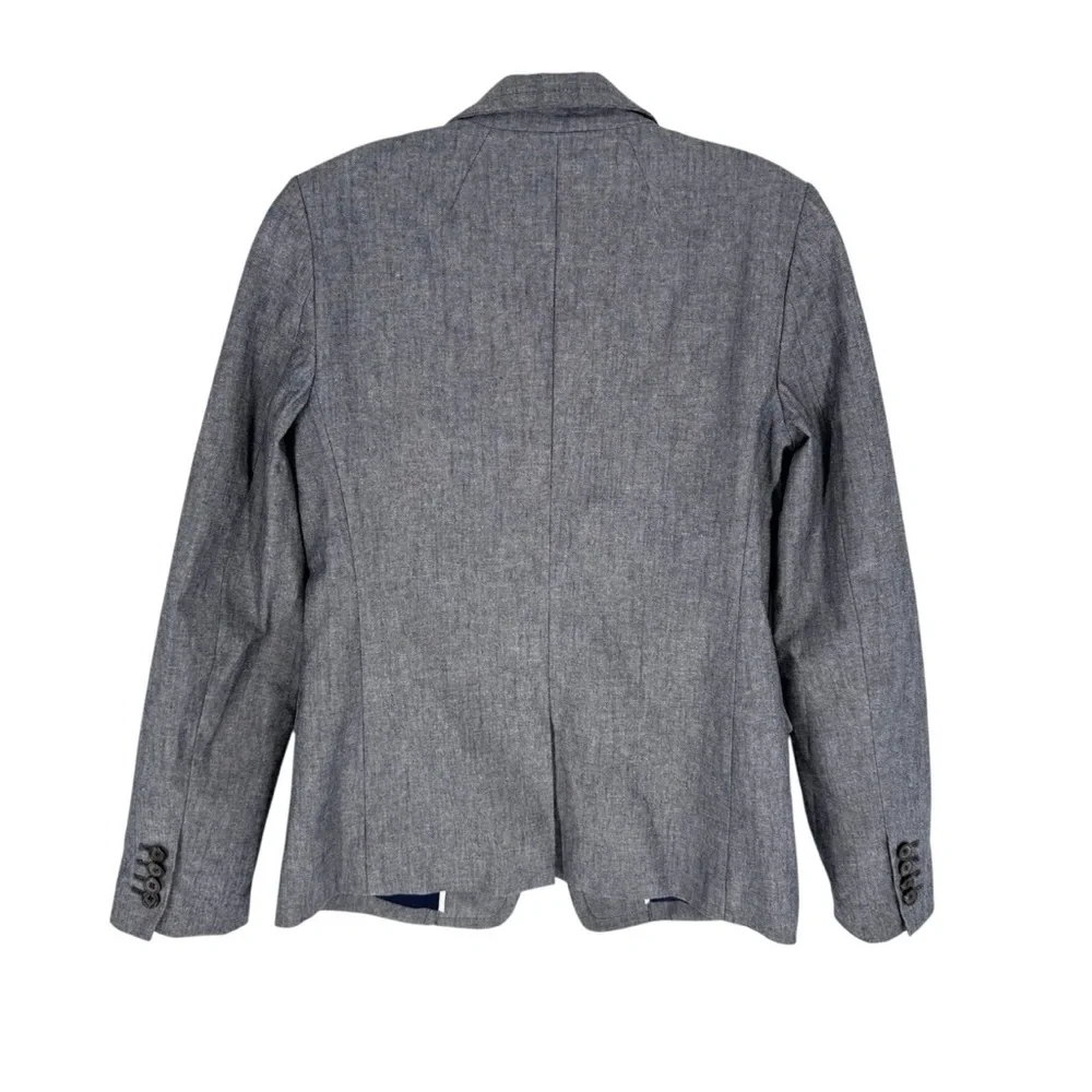 J Crew Regent Blazer Womens Size 4 Blue Cotton Lined Single Button Jacket